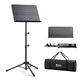 Vekkia Professional Portable Sheet Music Stand - Folding Adjustable Holder, with Carrying Bag, Sturdy for Instrumental Performance, Band & Travel