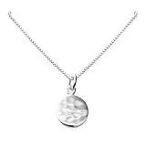 Sterling Silver Hammered Disc Necklace - Tiny and Dainty Minimalist Round Charm Choker Layering Necklace - Birthday Gift for Women, Mom, Wife, Girlfriend, Daughter (16 inches + 2-inch extender)