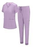 Natural Uniforms Womens Essential Cool Stretch Jogger Scrub Set (Lavender, Large)