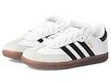 adidas Samba Indoor Sneaker, White/Black/Gum, 2 US Unisex Little Kid