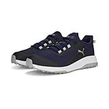 PUMA Men's Fusion Grip Golf Shoe, Navy Silver-Quiet Shade, 11