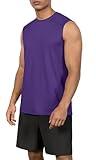 ODODOS Men's Quick Dry Athletic Tank Tops UPF 50+ Sun Protection SPF Workout Sleeveless Muscle Shirts, Purple, Large