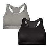 Popular Girls Sports Racerback Bra - Girls Sports Bras. Training Bras for Girls & Teens 2pk Solid Black and Heather Grey XL