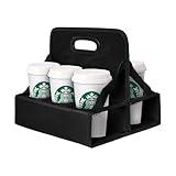 Grekos Drink Caddy Portable Drink Carrier, 6 Cup Take Out Cup Carrier, Portable Drink Carrier with Handle, Drink Carrier with Reusable, Foldable Cup Coffee Carrier for Delivery and Take Out (Black