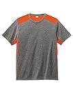 SPORT-TEK Unisex PosiCharge Tri-Blend Wicking Draft Tee, Deep Orange/Dark Grey Heather, XX-Large