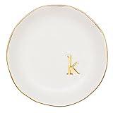 COLLECTIVE HOME - Ceramic Jewelry Tray, Decorative Trinket Dish for Rings Earrings Necklaces Bracelet Watch Keys, Birthday Mother's Day for Women, 4.75", White Surface (K)
