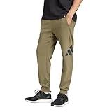 adidas Men's Essentials Big Logo French Terry Pants, Olive Strata/Black