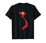 Vietnamese Flag, Map Silhouette Outline, Travel Asia Vietnam T-Shirt