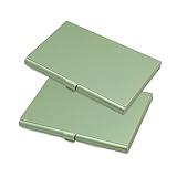 Joyangy Pack of 2 Green Metal Business Card Holder, Aluminum Alloy Business Card Case, Flip Cover Slim Pocket Business Card Holder, Purse Name Card Holders for Men & Women