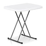 SUPER DEAL 2.5 Foot Plastic Folding Table, Indoor Outdoor Portable Heavy Duty Adjustable Height Kitchen or Camping Barbecues Picnic Party Table, White