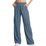 Prime+Deals 2025 Baggy Sweatpants Women Wide Leg High Waisted Lounge Pants Casual Work Dress Lounge Cargo Jogger Pants with Pockets