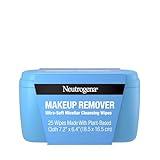 Neutrogena Makeup Remover Facial Cleansing Towelettes, Daily Face Wipes Remove Dirt, Oil, Sweat, Makeup & Waterproof Mascara, Gentle, Soap- & Alcohol-Free, 100% Plant-Based Cloth, 25 ct