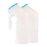 Male Urinal with Glow in The Dark Lid (2 Bottles) 32 Oz Urine Bottles for Men - Pee Bottles for Hospitals, Emergency and Travel