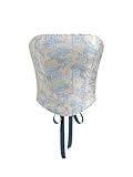 CIDER Abstract Pattern Lace Up Knotted Crop Top Vintage Corset Style Bustier Sleeveless Tube Top Blouses For Women