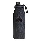 adidas 1 Liter (32 oz) Metal Water Bottle, Hot/Cold Double-Walled Insulated 18/8 Stainless Steel, Twill Black/Black/Grey Five, 32 Ounces