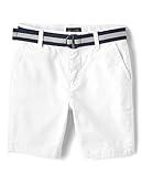 The Children's Place Boys' Stretch Chino Shorts, White, 14,boys,Belted Chino Shorts,Simply White,14