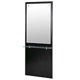 BarberPub Wall Mount Barber Station Makeup Mirrors Hair Styling Station Beauty Salon Spa Equipment 3016 (Black)