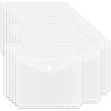 EOOUT 30Pcs Binder Pocket, Binder Organizer, 11 Holes Clear Poly Binder Envelope with Hook and Loop Closure, Plastic Binder Folders for School and Office Supplies, Letter Size