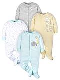 Gerber Unisex Baby 4 Pack Sleep 'N Play Footie Animals Green Newborn