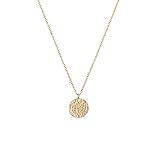 Fettero Pendant Necklace Gold Hammered Coin Pendant 14K Gold Plated Dainty Simple Jewelry for Women