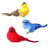 3pcs Artificial Birds Fake Birds Decorative Hanging Ornaments Realistic Birds for Crafts Garden Flower Floral Arrangements and Christmas Decor Yard Patio Wreath Designs