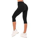 SINOPHANT High Waisted Leggings for Women - Full Length Capri Buttery Soft Yoga Pants for Workout Athletic(Capri Black,L-XL)