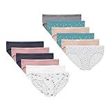 Hanes Big Hipster Underwear, Stretch Cotton Panties for Girls, Assorted, 12-Pack, Grey, Pink, Nude, Grey, White, Dot Prints, Heart Print