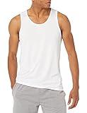 Amazon Essentials Men's Active Quick Dry Tech Stretch Lightweight Gym Tank Top, White, Large