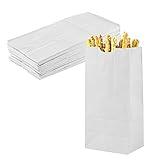 MT Products White Paper Bags 5 lb. - Kraft Paper Bakery and Grocery - Pack of 100