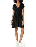 Amazon Essentials Women's Surplice Dress (Available in Plus Size), Black, Large