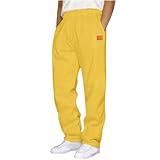 Gym Sweatpants Men Fleece Lined Athletic Pants Running Gifts Workout Joggers Lightweight Work Pant Jogging Track Casual Thermal Sweatpant 2025 Loungewear Winter Clothes 01# Yellow 3X-Large