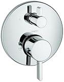 hansgrohe Ecostat Modern Premium Volume and Auto Temperature Control 2-Handle Thermostatic Shower Valve Trim with Diverter in Chrome, 04231000