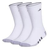 adidas Men's Cushioned Crew Socks Above The Ankle fit with Arch Compression (3-Pair), White/Grey/Onix Grey, Large