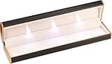 The Jewellery Pak Three LED Lights Black Bracelet Box for Birthday, Valentine' Day, Mother's Day, Father's Day, Christmas...Luxury LED Bracelet Necklace Jewelry Gift Box with Light for Women for Men