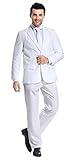 U LOOK UGLY TODAY Men's Party Suit Solid Color Prom Suit for Themed Party Events Clubbing Jacket with Tie Pants White XXL