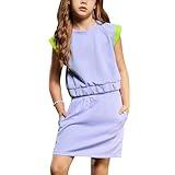 CHILDRENSTAR Girls Activewear Set Purple Kids Cropped Tops Skirt Sets Pocketed Summer Trendy Clothes,Size 10-12 Years