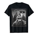 CAT Funny Graphic Tee For Men Women Bigfoot Sasquatch Alien UFO T-Shirt