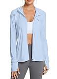 baleaf Women's Sun Zip Up Shirt UV Protection Hoodie Long Sleeve SPF Hooded Jacket Breathable Summer Clothing Outdoor Running Hiking Kentucky Blue M