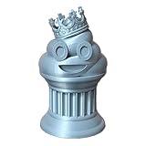 Znet3D King Poop Emoji Trophy - Fun Award & Gift - Handmade w/Additive Manufacturing - 6" inches Tall - Featuring a Solid Poop Emoji with a Crown, Secured on a Column Pillar (Silver)