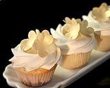x100 Blossom Flowers (Shiny Gold) Handcrafted Edible Wafer paper flower topper for cakes/wafer flower/winter wedding cake topper/cupcake topper /