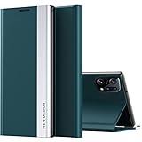 CCSmall Thin Slim Flip Case for Oppo Find X5 Pro with Stand, Premium Business PU Leather Shockproof Protective Phone Cover Case for Oppo Find X5 Pro CX Green