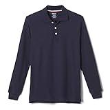 French Toast Boys' Long-Sleeve Pique Polo Shirt, Navy, X-Large/18-20 Husky