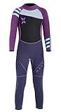 DIVE & SAIL Girls 2.5mm UV Protective Thermal Swim Suits Long Sleeve One Piece Wetsuit Warm Stretchy Full Suit Purple XXL