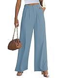 GRAPENT Wide Leg Pants for Women Work Business Casual High Waisted Dress Pants Flowy Trousers Office Slacks with Elastic Back Waist Y2K Glacial Lake Blue Medium Size 8 Size 10