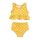 YOUNGER TREE Toddler Baby Girls Summer Swimsuit Sleeveless Polka Dot Swimwear Two-Piece Suit Beach Bikini Outfits Bathing Suit （Yellow Swimsuit, 2-3T）