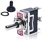Podoy Momentary Switch Toggle Rocker (𝗢𝗡)-𝗢𝗳𝗳-(𝗢𝗡) Heavy Duty with Boot for 15A 125V SPDT 3 Position (ON)-Off-(ON) Spring Loaded Toggle Switch