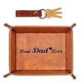 Best Dad Ever Gifts for Dad from Daughter Son Kids,Cool Christmas Birthday Gifts for Dad Who Wants Nothing, Men Valet Tray & Keychain