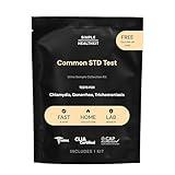 Simple HealthKit At-Home Common STD Test Kit for Chlamydia, Gonorrhea & Trichomoniasis - Tests for 3 Most Common STDs - STD Test Kit - Free Follow-Up Care & Fast Lab Results