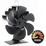 JossaColar Wood Stove Fan Heat Powered Fireplace Fan Non Electric, Thermal Fan for Wood Burning Stove/Pellet/Log Burner, w/Stove Accessories Thermometer