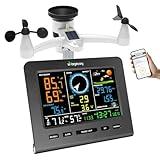Urageuxy WiFi Weather Station, Wireless Indoor Outdoor Home Weather Stations with Rain Gauge, Wind Speed/Direction, Indoor/Outdoor Thermometer/Humidity, Moon Phrase, Alarm Clock, Barometric Pressure